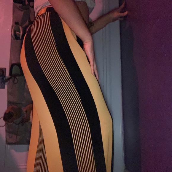Black and Yellow striped plus size wide cuff pant - Picture 5 of 5